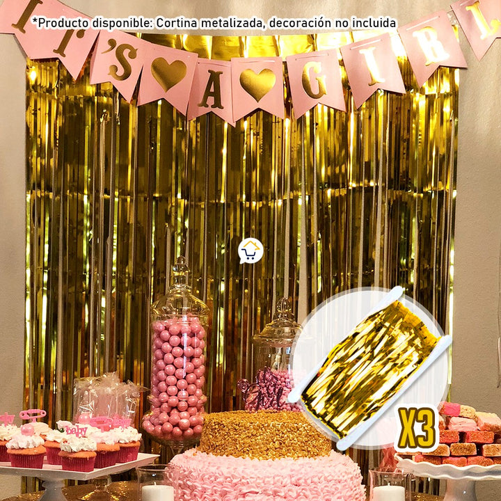 Cortina Metalizada brillante x3 Decoración Fiestas OE111