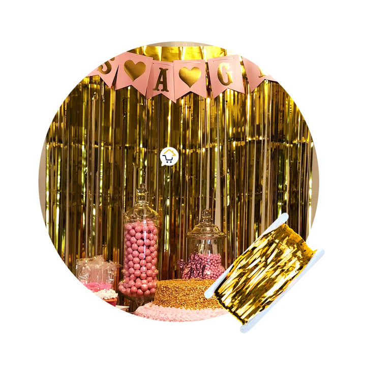 Cortina Metalizada brillante x3 Decoración Fiestas OE111