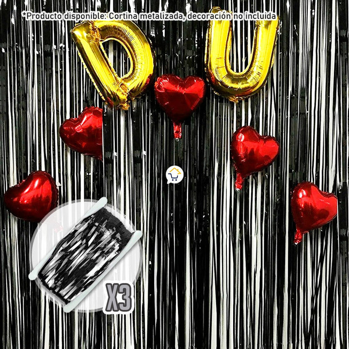 Cortina Metalizada brillante x3 Decoración Fiestas OE111