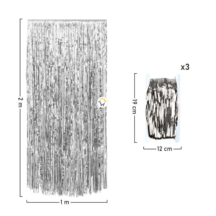 Cortina Metalizada brillante x3 Decoración Fiestas OE111