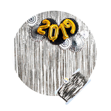 Cortina Metalizada brillante x3 Decoración Fiestas OE111