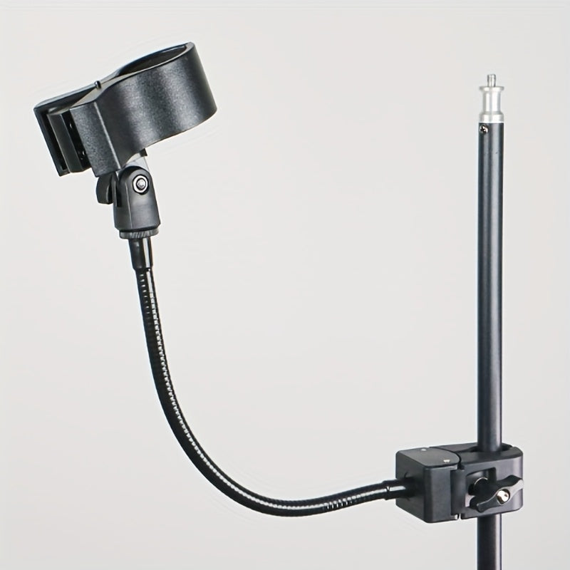 Clip de Micrófono Ajustable con Cuello de Ganso Curvado de 180° y Conector XLR, Soporte Antigolpes de Manguera Metálica Fuerte para Podcasts, Conferencias y Ponencias -