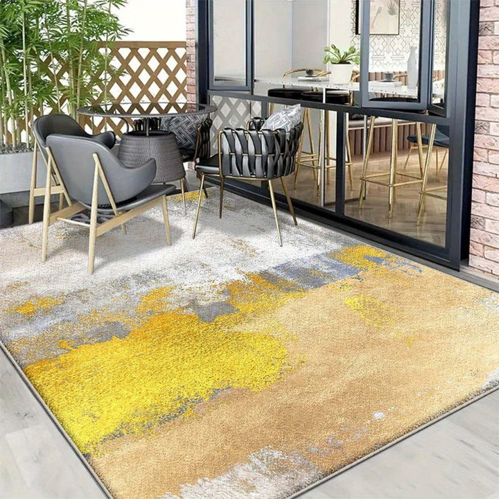 Estera de exterior de terciopelo ultra suave para ciervos estelares - Antideslizante, lavable en máquina, patrón geométrico en beige y amarillo, estera ligera y duradera para patio, camping y decoración del hogar, alfombras de exterior para patio