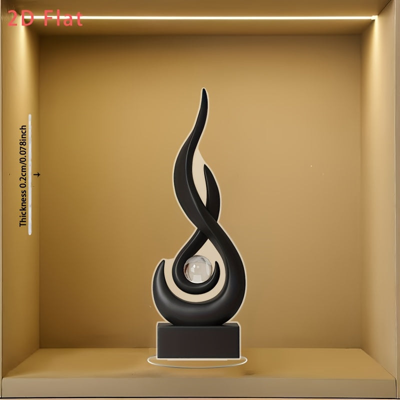 Adorno Decorativo de Llama Negra Elegante en Estilo Europeo, Material Acrílico, Piedra Mágica Iluminadora para Espacios Domésticos y Comerciales, Perfecta para Oficina, Sala de Estar y Bar | Regalo Ideal para Inauguración de Casa