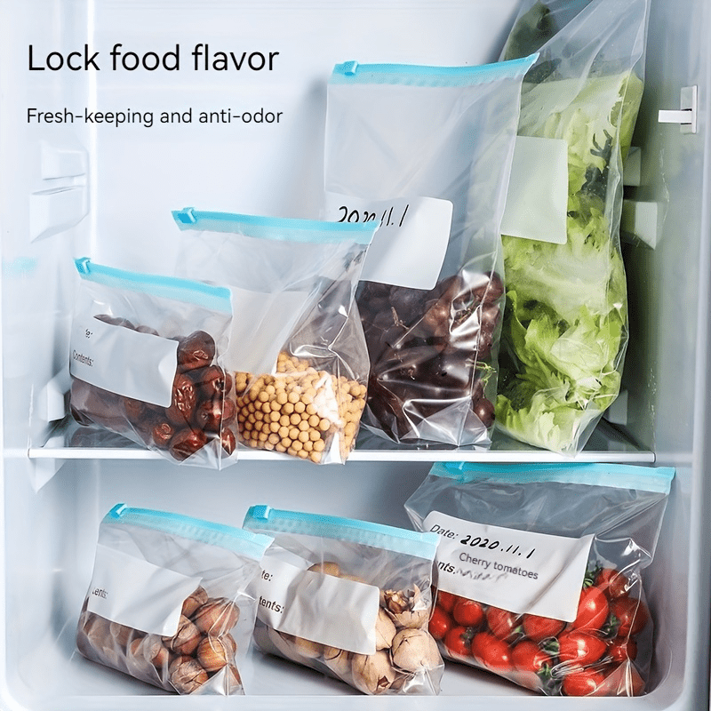 30 Bolsas de Congelador Reutilizables Transparentes, Impermeables y de Material PET, Esenciales para Organización en la Cocina, Fundas Herméticas para Frutas, Granos, Verduras y Carnes