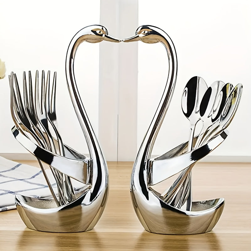 Soporte para cubiertos en forma de cisne de acero inoxidable 304, diseño elegante, sin tenedores ni cucharas, ideal para uso en catering o en el hogar, 1 unidad