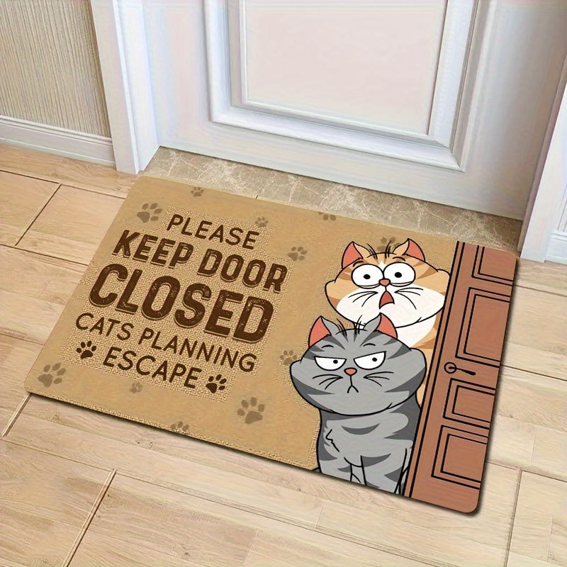 Alfombra de bienvenida para gatos, 1 pieza, para interiores, decoración del hogar, antideslizante, de poliéster, 1 cm de grosor, 800 g por metro cuadrado