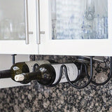 Soporte de Vino Metálico para Estante Inferior en Armarios de Cocina - Soporte de Exhibición Ahorrador de Espacio para 3 Botellas, Diseño de Hierro para Organización de Bar o Despensa en Casa, Portabotellas de Vino