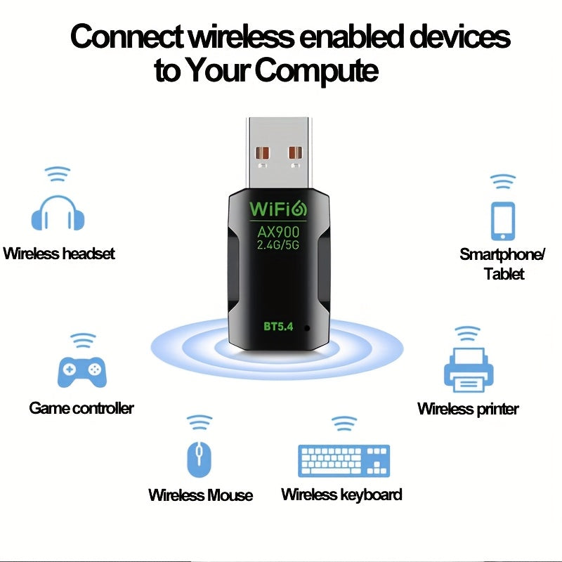Adaptador WiFi USB, receptor WiFi 900m | Alta velocidad 802.11ac | 5dBi Dual Band 2.4/5.8GHz adaptador de red inalámbrica para PC/ escritorio/ tableta/ portátil, compatible con Windows, Mac OS X1