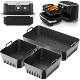 3 piezas de bandeja para freidora de aire, adecuada para freidora de aire Ninja AF500, bandeja de silicona para hornear, bandeja de silicona resistente al calor, bandeja de silicona reutilizable, bandeja de silicona antiadherente, segura para contacto co