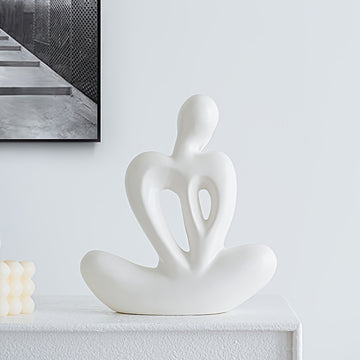 Figura Cerámica de Pensador Abstracto de Inspiración Nórdica - 1 pieza, Perfecta para Decoración de Sala de Estar, Escritorio o Mueble de Vinos