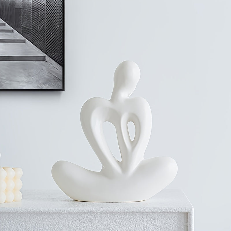 Figura Cerámica de Pensador Abstracto de Inspiración Nórdica - 1 pieza, Perfecta para Decoración de Sala de Estar, Escritorio o Mueble de Vinos
