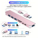 Puente USB multifuncional 8 en 1, puente USB para computadora, puente USB C, lector de tarjetas TF/SD, salida de audio de 3,5 mm, compatible con MacBook Pro/para for ipad Pro/HP Aluminio 4 puertos USB Transferencia de datos
