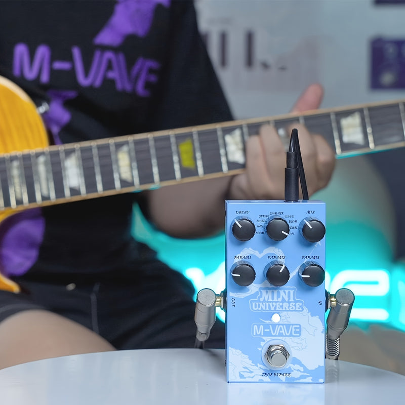 Pedal de reverberación M-VAVE Mini Universe, alimentación USB y DC, 9 efectos: Room, Hall, Plate, Shimmer, Cloud, Bloom, Swell, Lofi, bypass verdadero, diseño compacto con perillas fáciles de usar, ideal para músicos, efectos de guitarra, efectos de guit