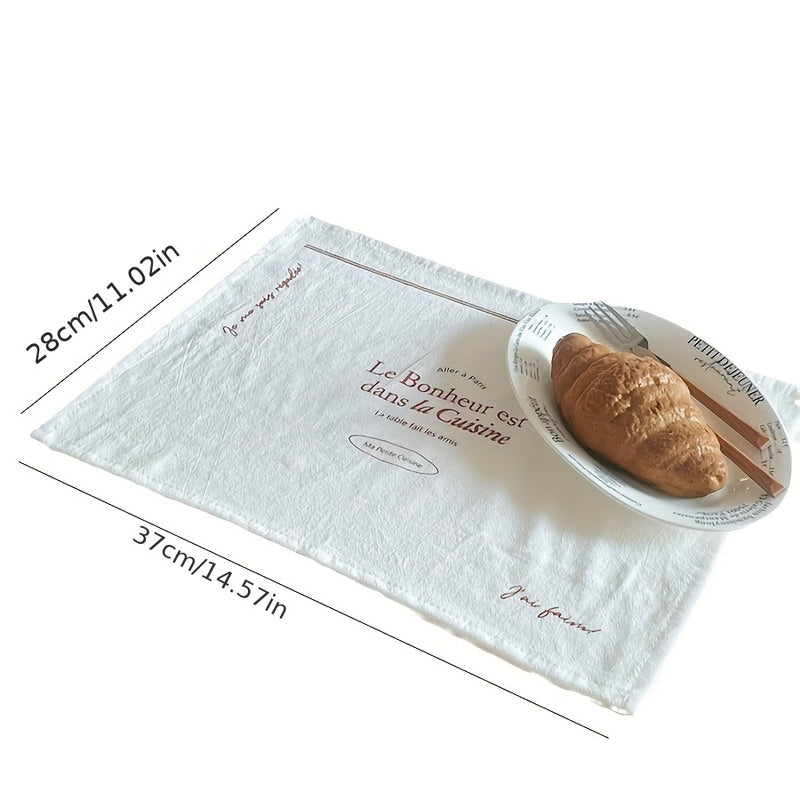 1pc Mantel Francés - Decoración Elegante para Mesa con Diseño Blanco y Marrón, Manteles de Lino para Desayuno en Cama, Regalos de Aniversario o San Valentín - Esenciales de Cocina y Restaurante, Vajilla Elegante, Temática Francesa, Superficie Texturizada