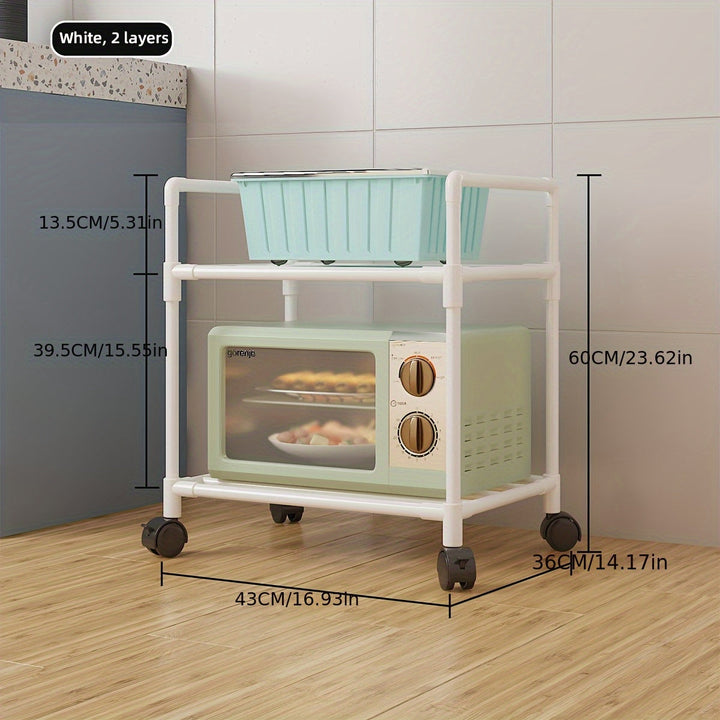 Estante de Almacenamiento de Cocina Multinivel Versátil con Ruedas - Carrito de Utilidad Grande y Rodante para Organización Fácil, Construcción Duradera de Metal y Plástico, Negro/Blanco