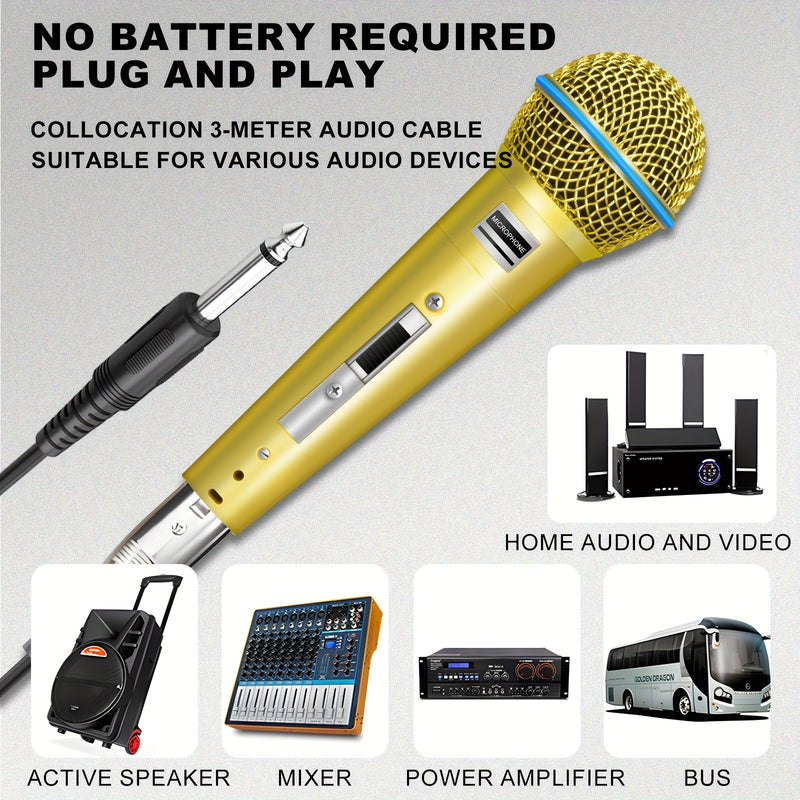 Micrófono de cabeza de malla metálica electrochapada dorada xges BETA-58G, profesional para actuaciones en escenario, KTV, cantar en vivo, micrófono con cable