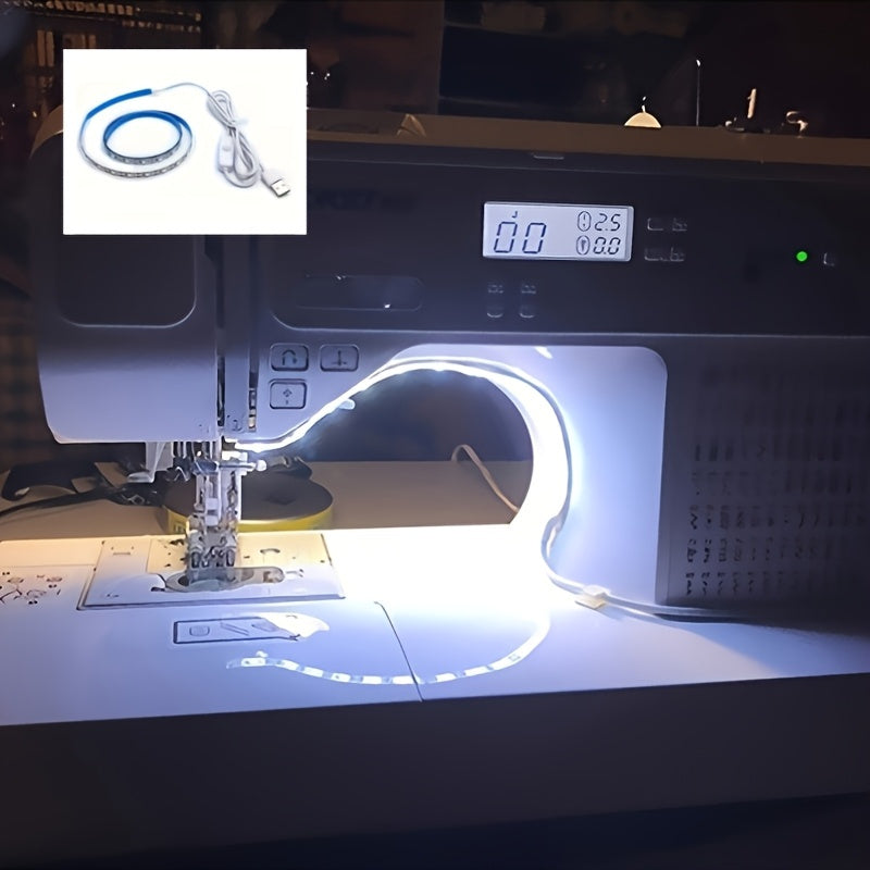 Barra de Luz LED Flexible para Máquina de Coser, 30/50 cm, Alimentada por USB, Luz Blanca Brillante, Cable Ajustable para Todas las Máquinas de Coser, Instalación Fácil, Visibilidad Mejorada para Tareas de Costura Precisas, Accesorios para Máquinas de Co
