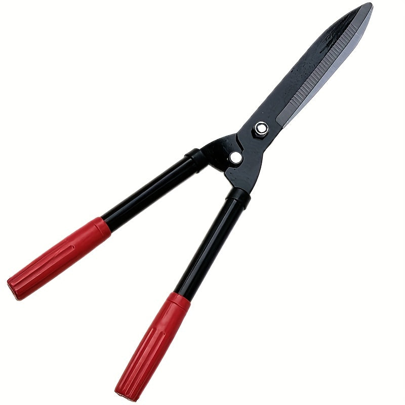 1 pza. Tijeras de poda para jardín con mangos ergonómicos rojos y cuchillas metálicas negras - Acero al carbono de alta resistencia, mecanismo de tornillo ajustable para cortes precisos, no necesita electricidad, herramientas para jardín, diseño de herra