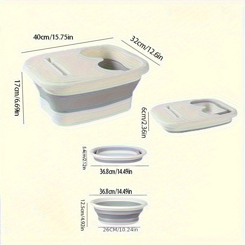 Baño de Pies Portátil Plegable - Sin Necesidad de Electricidad, Construcción Robusta en Plástico Grueso con Tapa - Bañera Compacta para Hogar, Viajes y Baño - Regalo Ideal para Padres, Cumpleaños o Inauguración de Casa - Diseño Ahorrador de Espacio, Fáci
