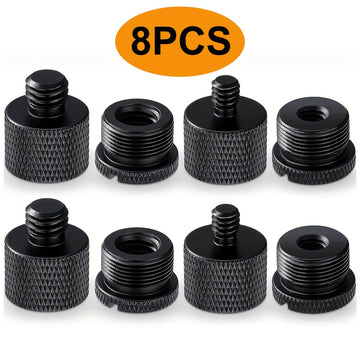 8 piezas de adaptadores de rosca para micrófono, juego de adaptadores de rosca para micrófono, 5/8 hembra a 3/8 macho y 3/8 hembra a 5/8 macho, 5/8 hembra a 1/4 macho y 1/4 hembra a 5/8 macho Adaptador de rosca de tornillo para micrófono Eid Al-Adha Muba