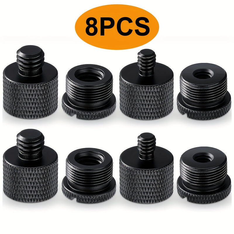 8 piezas de adaptadores de rosca para micrófono, juego de adaptadores de rosca para micrófono, 5/8 hembra a 3/8 macho y 3/8 hembra a 5/8 macho, 5/8 hembra a 1/4 macho y 1/4 hembra a 5/8 macho Adaptador de rosca de tornillo para micrófono Eid Al-Adha Muba