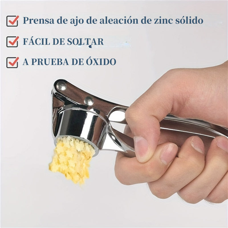 Prensa de ajo de aleación de zinc - 1pc, manual portátil de ajo y jengibre, gadget de cocina, a prueba de óxido, fácil de exprimir, no necesita electricidad