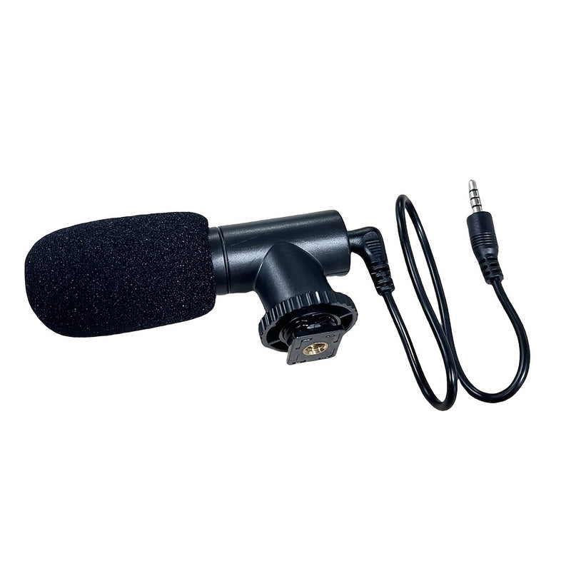 Cámara de micrófono universal negro, patrón de polarización unidireccional, conector de 3,5 mm, alimentación cableada, con montura de choque y protector antiviento, para DSLR, transmisión en vivo, videoconferencia