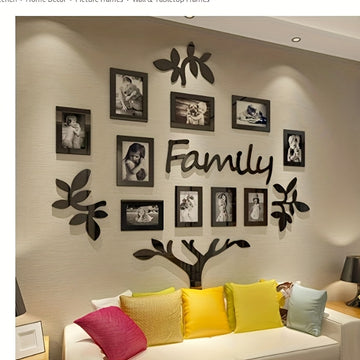 Juego de decoración de pared con marco de foto acrílico 3D con plantilla de adhesivo - Galería de collage de fotos DIY autoadhesivo para el hogar, árbol genealógico, bodas, Año Nuevo, Navidad, regreso a la escuela, aniversarios