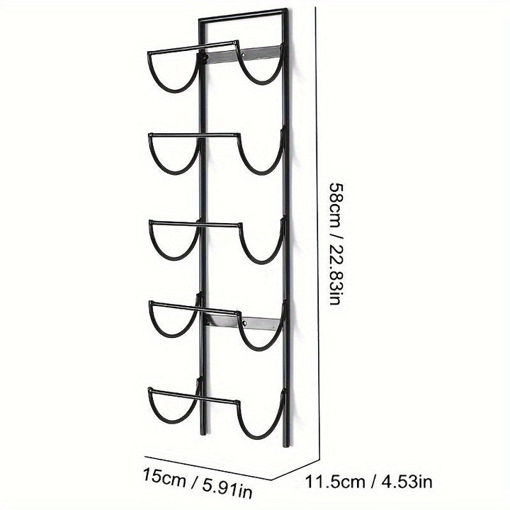 Estante de vino de metal de estilo tradicional - Estantes flotantes para colgar en la pared con acabado lacado, organizador de almacenamiento de 5 niveles para baño, estante de exhibición de botellas de arte de pared moderno decorativo