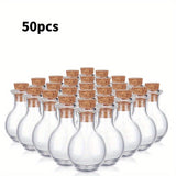 Juego de 50 Pequeños Recipientes de Vidrio con Tapones de Corcho, Ideales para Exhibiciones de Pociones en Miniatura, Perfectos como Detalles Decorativos en tu Hogar, Oficina o Escritorio