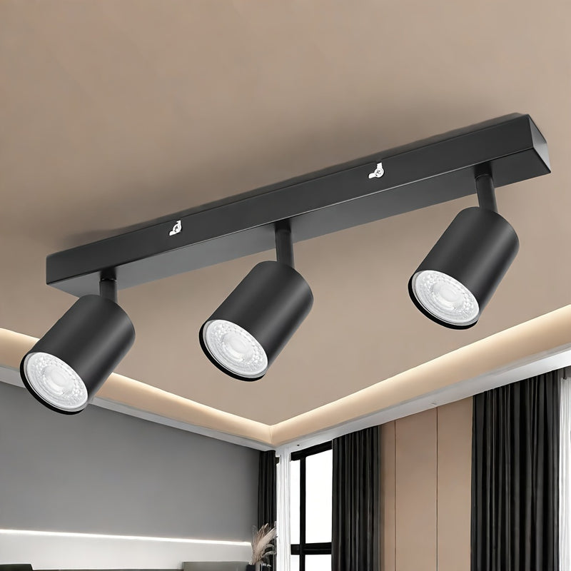 Luminaria de techo con seguimiento AMANSOUR LED, hierro fundido Semi Flush Mount, spotlight ajustable de 350°, GU10, con hardware de instalación, para salón dormitorio cocina, sin bombillas incluidas