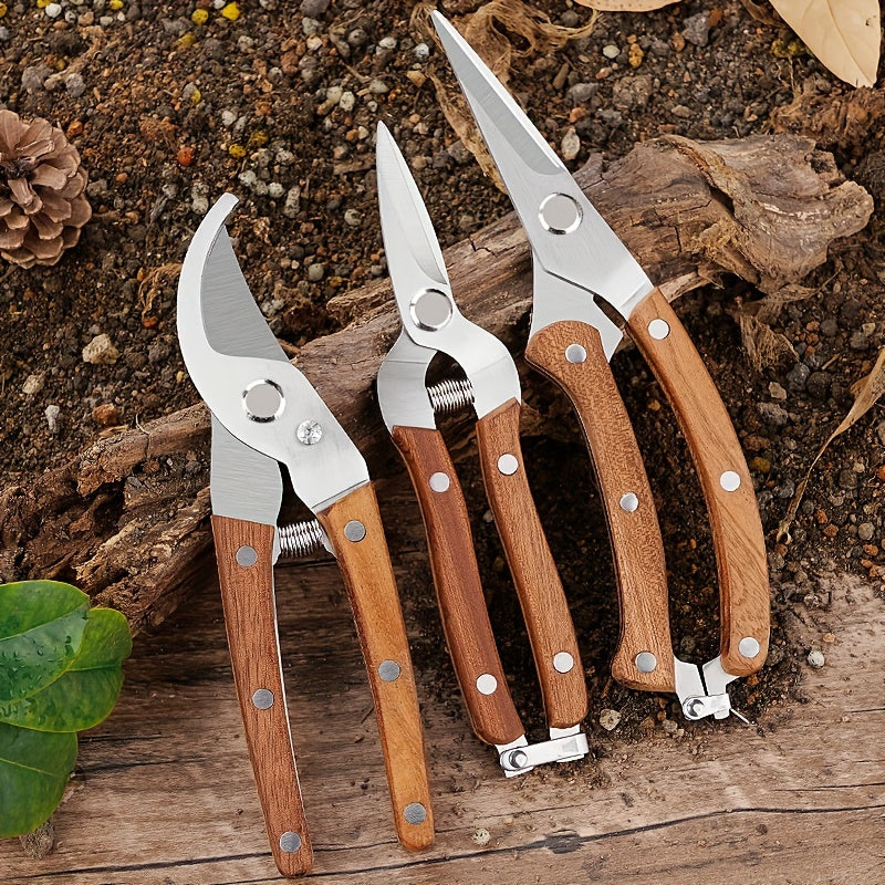 Podadoras clásicas de jardín, cuchillas de acero inoxidable, acción de resorte automática, no eléctricas, para recolección, injerto, poda de frutas en huertos y jardines