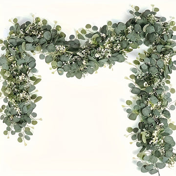 Guirnalda artificial de eucalipto - 1 pieza de vid de vegetación artificial para decoración de bodas, hogar y jardín - Planta colgante versátil para mesa, pared y decoración de fiestas - Material plástico, no requiere electricidad ni plumas