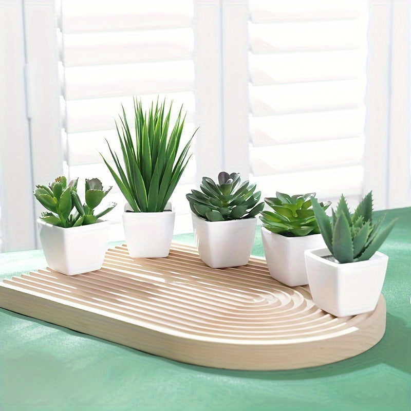 Juego de 5 Piezas de Suculentas Artificiales - Mini Plantas en Macetas para Decoración de Hogar y Oficina, Acentos de Estilo Nórdico para Escritorio con Contenedores Incluidos