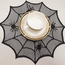 Cojines de red de araña para bebidas - 1 pieza, 2 piezas o 4 piezas, diseño de red de poliéster negro con acordes rojos, perfecto para decoraciones de fiestas de Halloween y uso doméstico, vajilla espeluznante | Decoración de patrón de red | Bebida durad