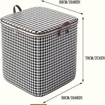 4 piezas de cajas de almacenamiento extra grandes de 47.55 galones, diseño houndstooth, tela gruesa, con cremallera doble y asas para fácil transporte, ideales para ropa, edredones y organización de artículos de temporada, perfectas para el hogar, mudanz