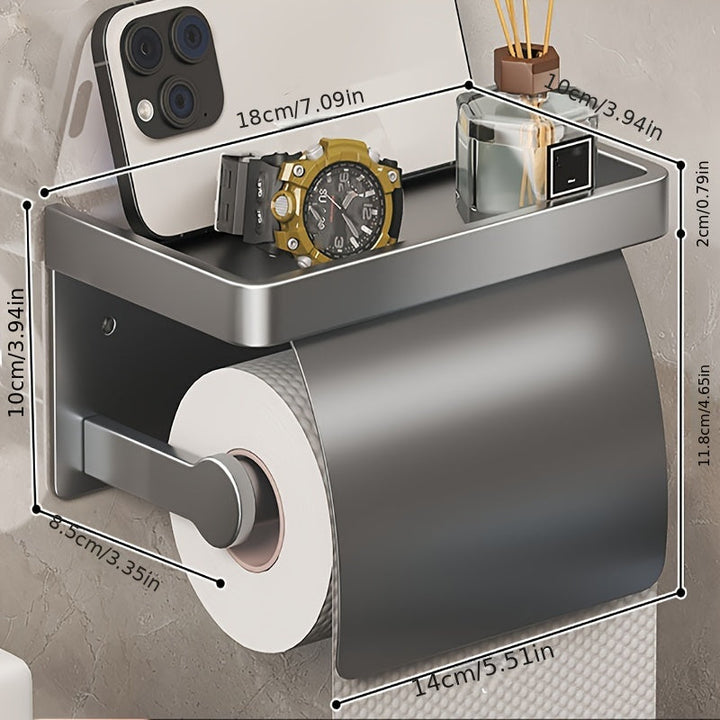 Papel Higiénico Montado en la Pared, 1 ud Portarrollos de Papel Higiénico Montado en la Pared Con Estante, Estante de Almacenamiento de Papel Higiénico, Accesorios de Baño, Almacenamiento y Organización de Baño