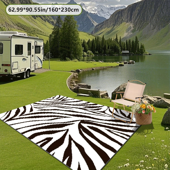 Alfombra Decorativa de Tela 2D con Textura Animal, Estilo Moderno para Interior de RV, Colchoneta para Camping, Tapete Antideslizante y Fácil de Limpiar, Secado Rápido y Sin Encogimiento Después de la Lluvia, Ideal para Acampar, Senderismo, Balcón, Patio