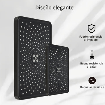 1pc Cabezal de Ducha de Alta Presión, Diseño Rectangular Negro Elegante, Montado en la Pared, Flujo de Agua Ajustable, Ideal para Baños Modernos, Ducha de Alta Presión|Accesorio de Baño Elegante|Acabado Estético