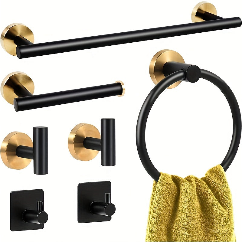 5/7 Piezas De Hardware De Baño, Barra De Toalla Montada En La Pared De Acero Inoxidable, Anillo De Toalla, Soporte De Papel Higiénico Y Ganchos Para Toallas, Accesorios De Baño
