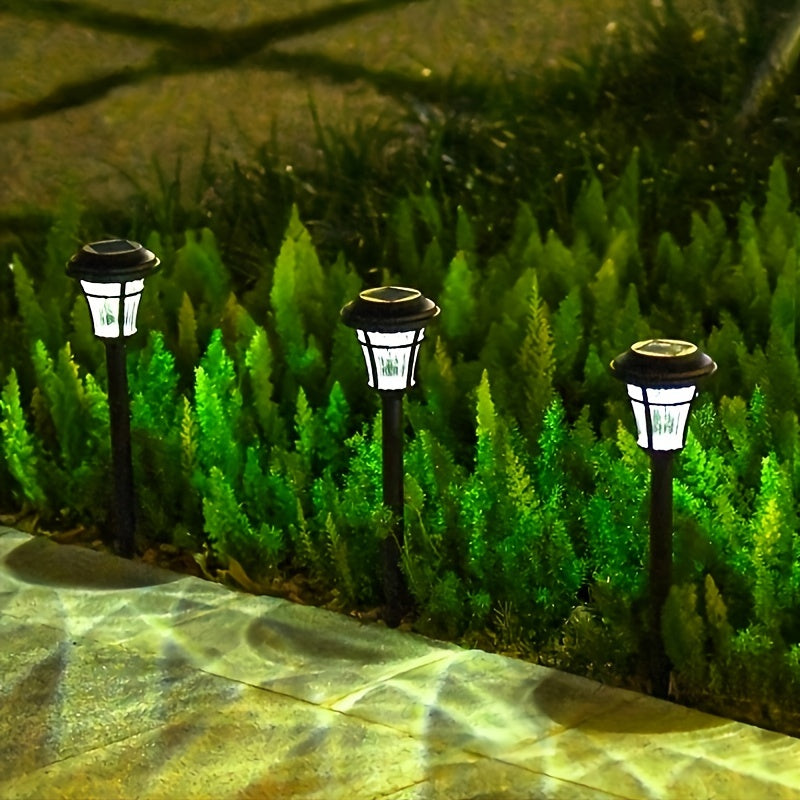 6 luces solares para caminos, faroles solares brillantes, luces decorativas solares para jardín, ideales para senderos, entradas, césped, patios y patios interiores