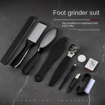 Kit Profesional de Spa para Pies, Cuidado de 10 en 30.48 cm, Juego de Acero Inoxidable para el Cuidado de los Pies, Removedor de Piel Muerta y Pedicura, Conjunto de Lima para Pies con Quitapelotas (Negro)