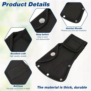 Cubierta de Cabeza de Hacha de Cuero Sintético Negro para Hachas de 0.45-0.45/1.81KG - Protector de Hoja con Doble Hebilla, Ideal para Senderismo y Trabajo al Aire Libre