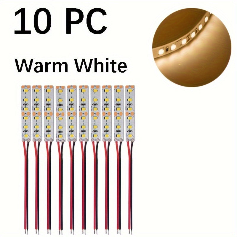 10 piezas de tiras de luces LED SMD 2835 precableadas, flexibles autoadhesivas, 12V-18V, blanco/blanco cálido, para maquetismo, manualidades, construcción de carreteras urbanas, modelismo ferroviario, coleccionables de hobby, cuerpo de cobre.