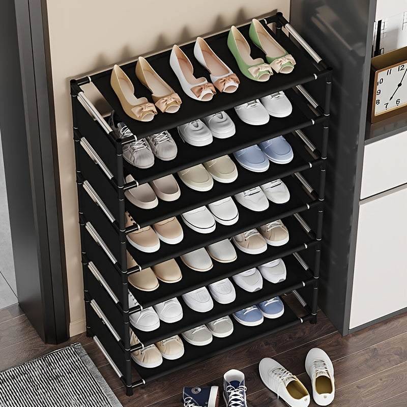 1pc Zapatera de 7 Niveles para Ahorrar Espacio - Montaje Fácil, Apilable y Expandible con Estructura de Metal Duradera, Ideal para Entradas, Dormitorios y Casas de Alquiler, Organizador de Almacenamiento de Zapatos