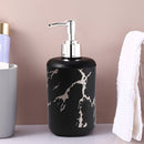 Dispensadores de plástico con textura de cerámica moderna, esenciales para el baño, para jabón de manos, champú y gel de baño, diseño elegante en blanco con vetas negras, no requieren electricidad