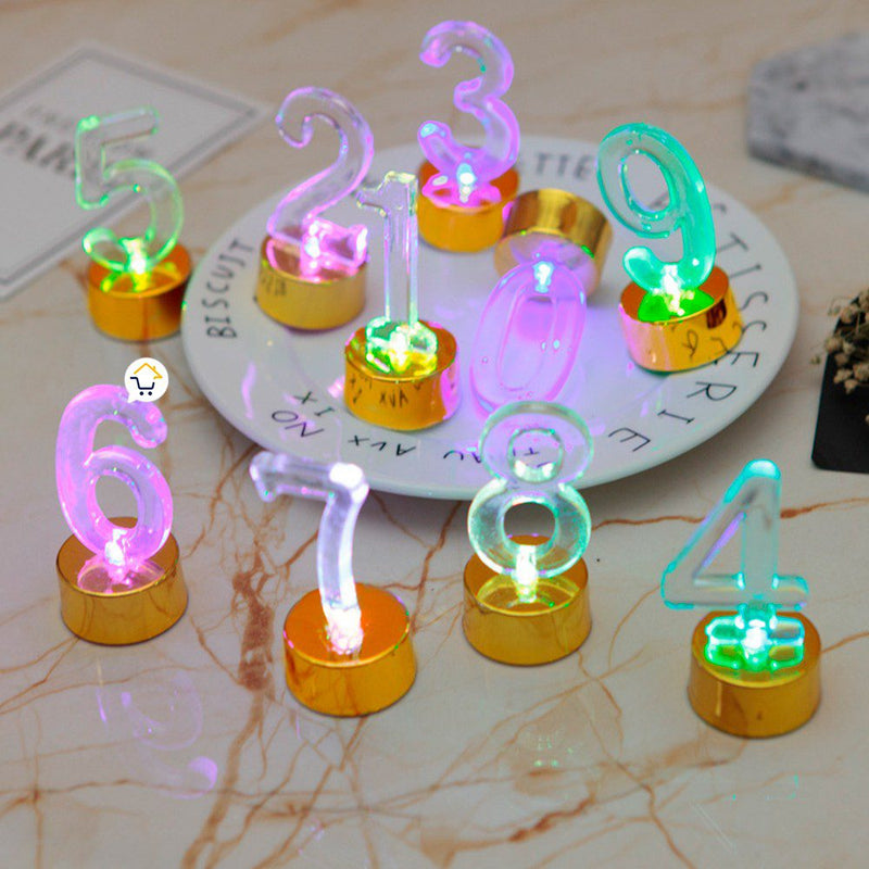 Set Números Led Multicolor Fiestas Torta Cumpleaños RF 262-4