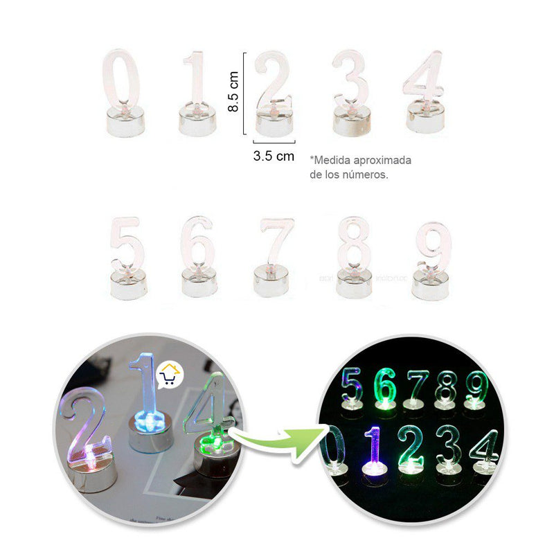 Set Números Led Multicolor Fiestas Torta Cumpleaños RF 262-4