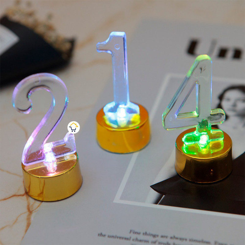 Set Números Led Multicolor Fiestas Torta Cumpleaños RF 262-4